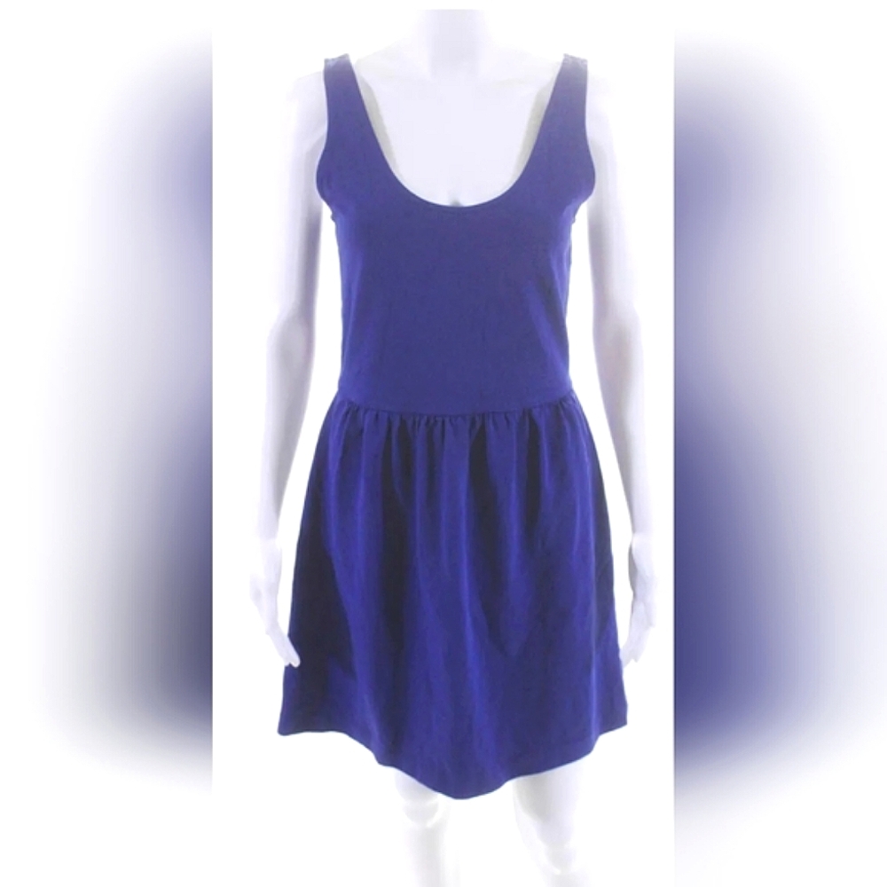 J Crew Knee Length Wide Strap Sleeveless Dress - Blue - Size Small